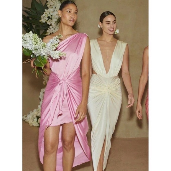 Baobab Mia Plunge V-Neck Gathered Midi Sheath Dress, NWT - Picture 4 of 15